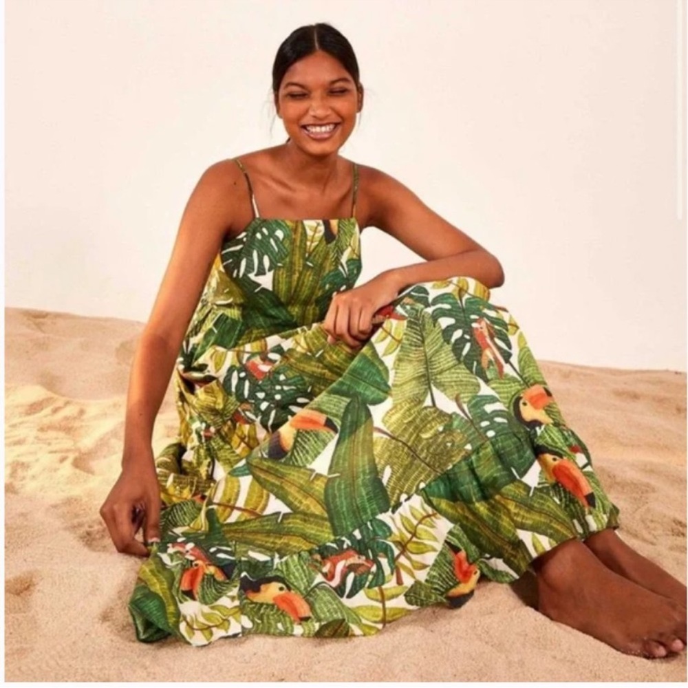 Farm Rio Paradise Forest Tiered Maxi Dress